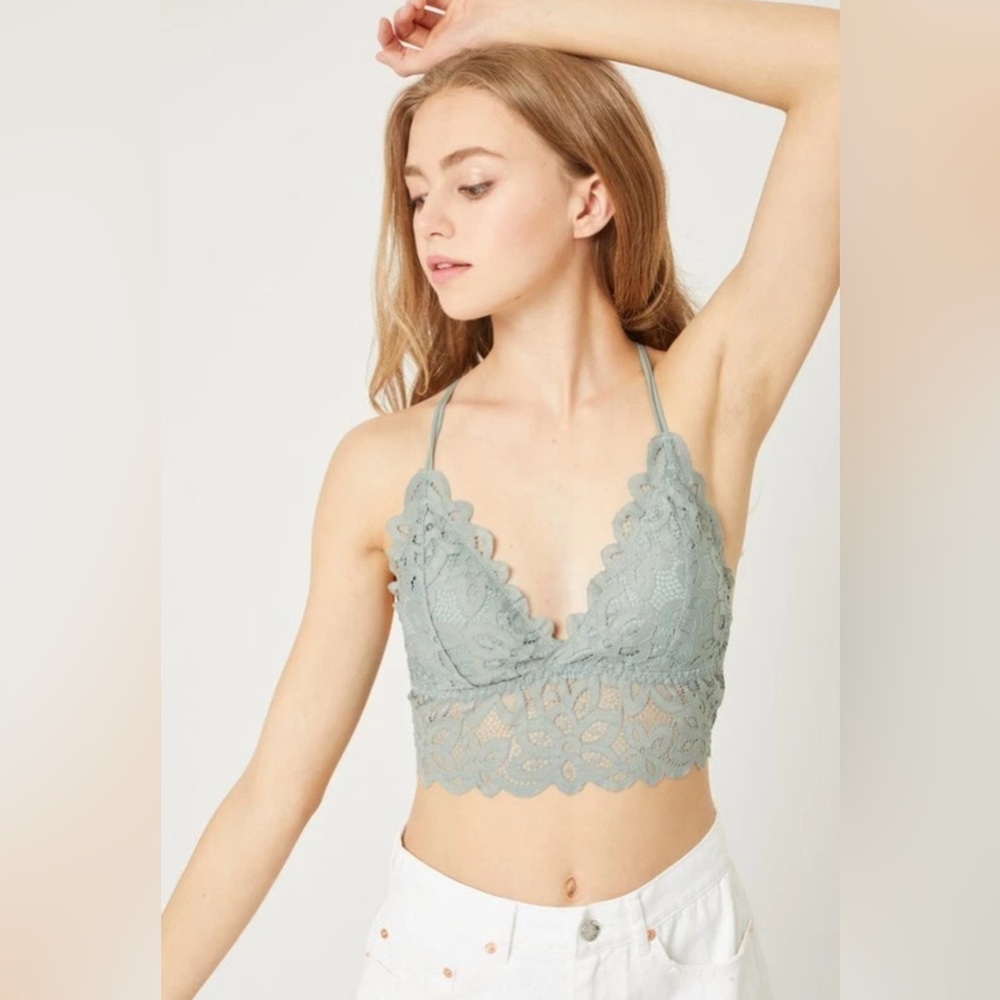 Women's Knit Lace Bralette - OLIVE STONE - Size Medium - NEW